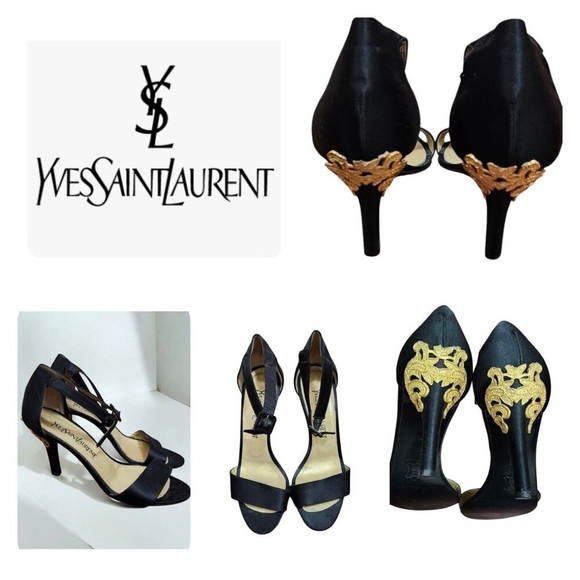 Saint Laurent Heels Black Women's Size 7.5 M - Picture 1 of 14